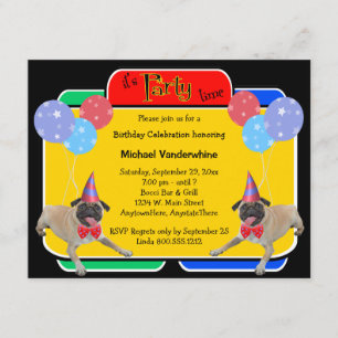 Pug Birthday Barker Invitation