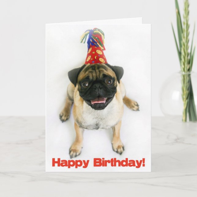 Pug Birthday Card (Front)