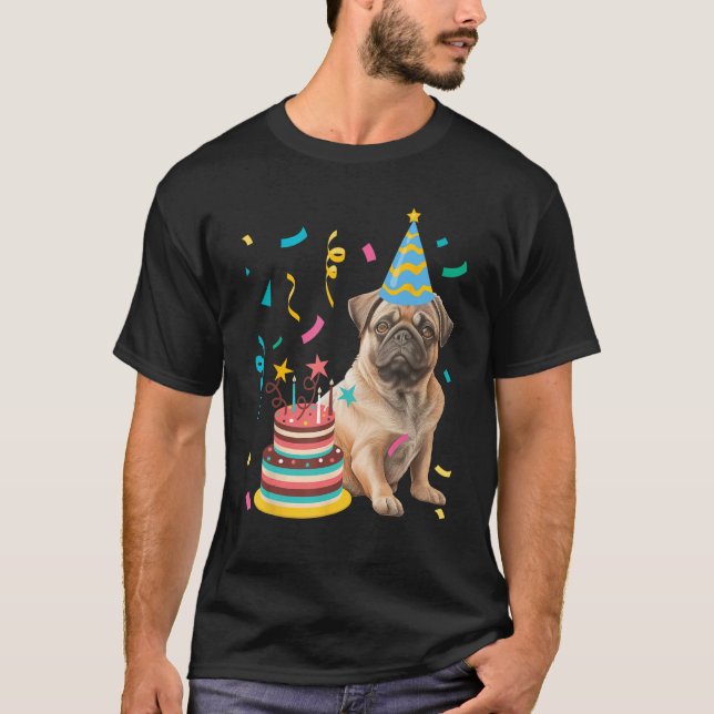 Pug Birthday Celebration - Pet Breeder Puppy Anima T-Shirt (Front)
