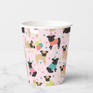 Pug Birthday Party Celebration Paper Cups