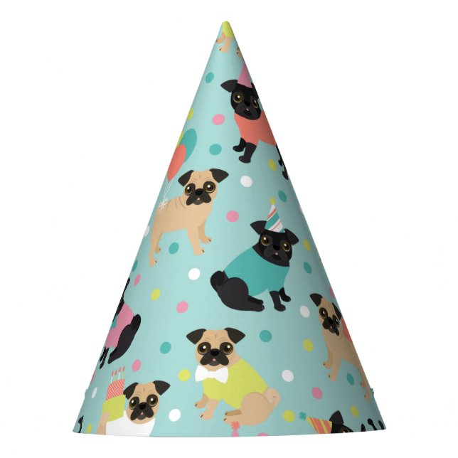 Pug Birthday Party Celebration Party Hat (Front)