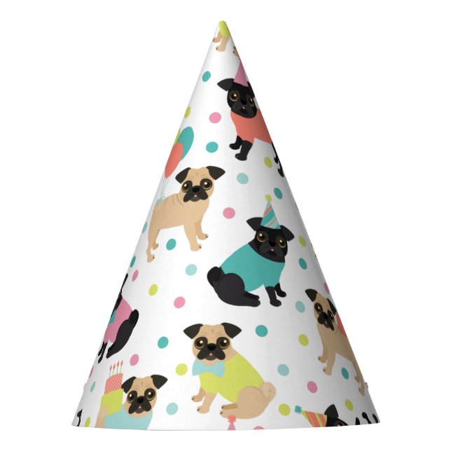 Pug Birthday Party Celebration Party Hat (Front)