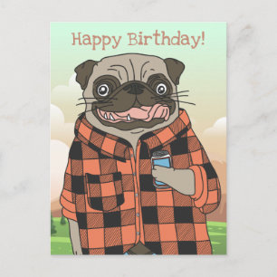 Pug Birthday Postcard