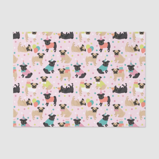 Pug Birthday Tissue Paper (Front)