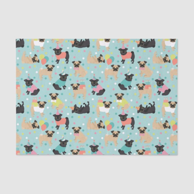 Pug Birthday Tissue Paper (Front)