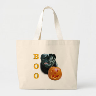 Pug (black) Boo Large Tote Bag