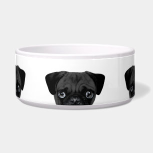 Pug Black  ceramic dog feeding