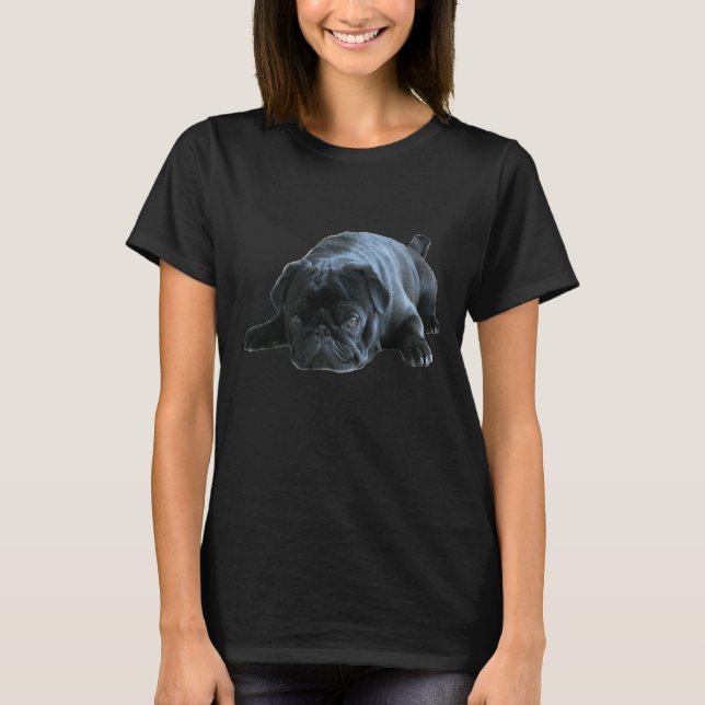 Pug - black Pug design Classic T-Shirt 852 (Front)