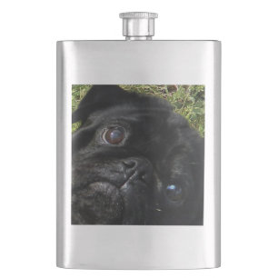 pug black-pug eyes hip flask