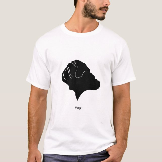Pug - black Silhouette T-Shirt (Front)