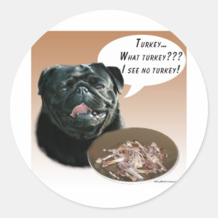 Pug (black) Turkey Classic Round Sticker