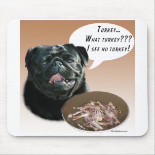 Pug (black) Turkey Mouse Mat