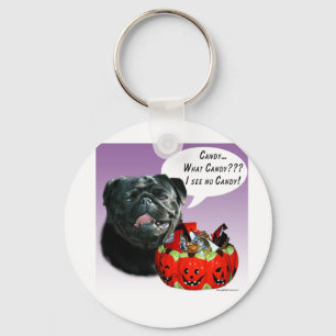 Pug (blk) Halloween Candy Key Ring
