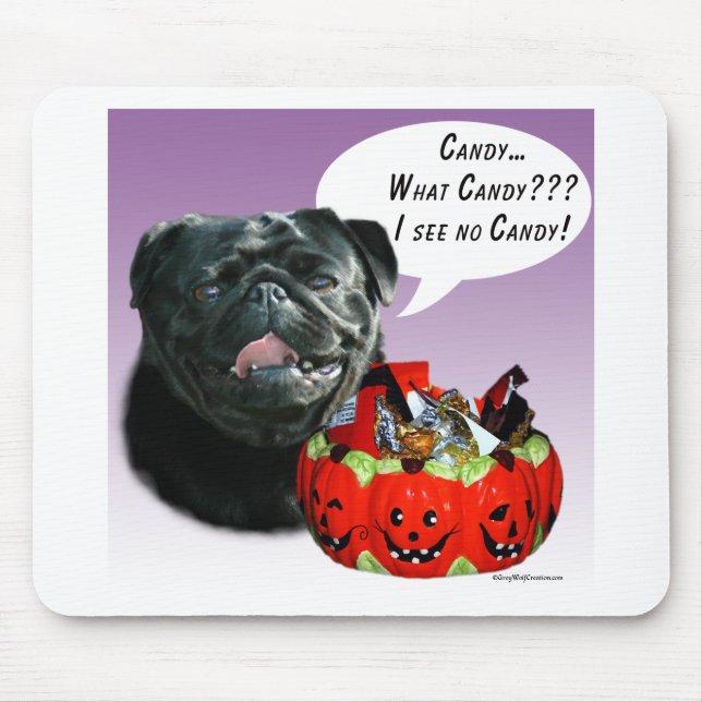 Pug (blk) Halloween Candy Mouse Mat (Front)
