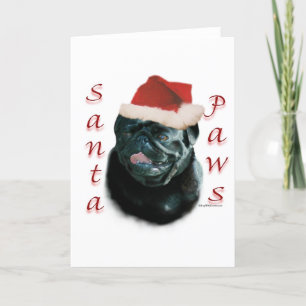 Pug (blk) Santa Paws Holiday Card