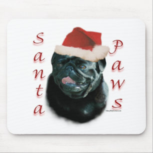Pug (blk) Santa Paws Mouse Mat