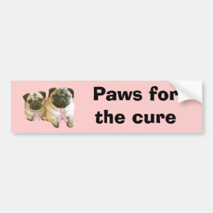 Pug  Breast Cancer Bumper Sticker