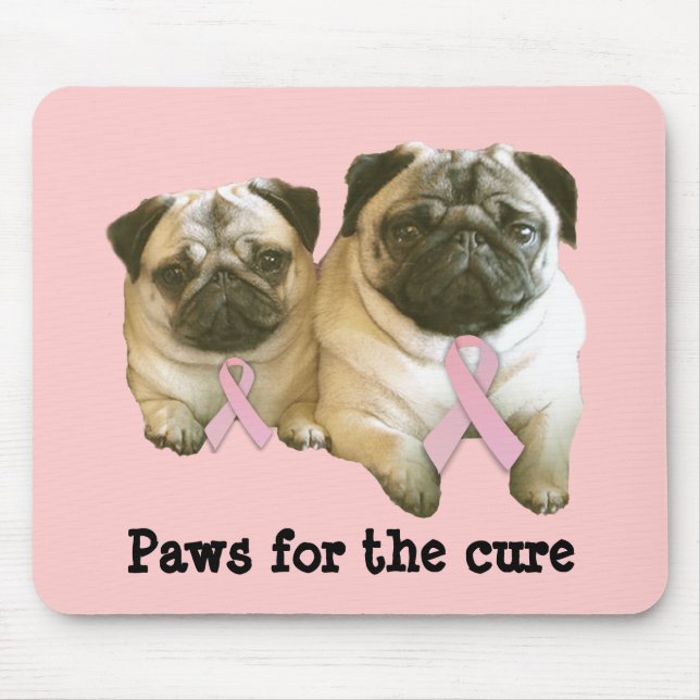 Pug  Breast Cancer Mousepad (Front)