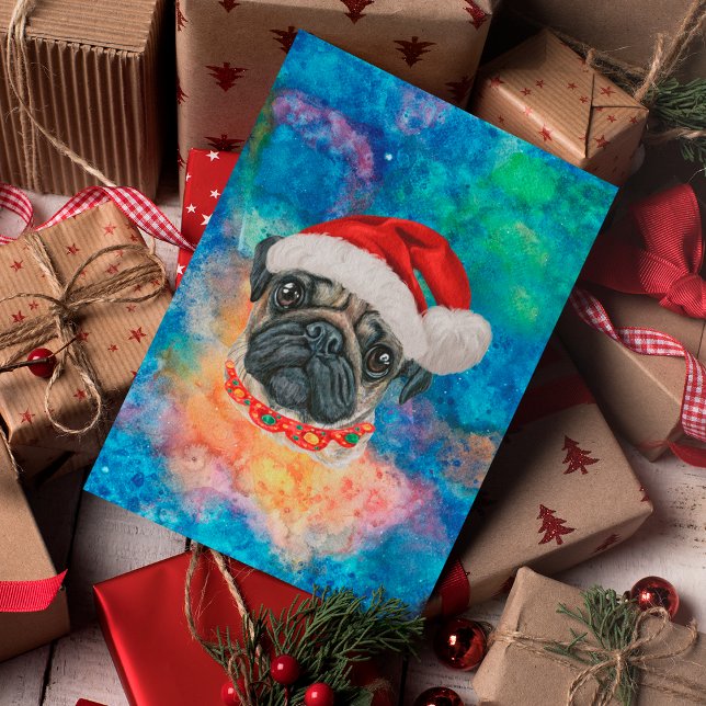 Pug Breed Dog Christmas Holiday Postcard (Creator Uploaded)