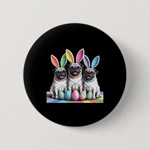 Pug Bunny Pals Easter Fun! Cute Dogs Spring Holida 6 Cm Round Badge