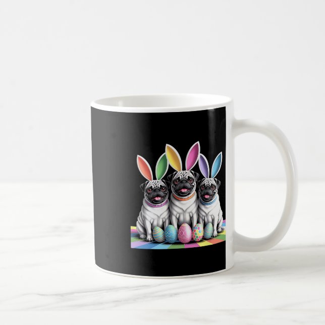 Pug Bunny Pals Easter Fun! Cute Dogs Spring Holida Coffee Mug (Right)