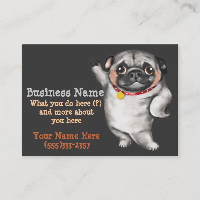 PUG business card template_pet sitting,dog walking (Front)