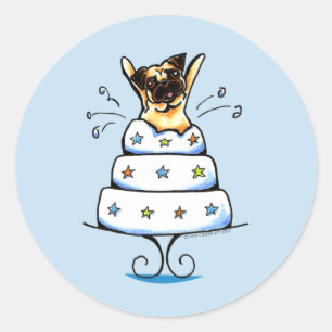 Pug Cake Trick Classic Round Sticker