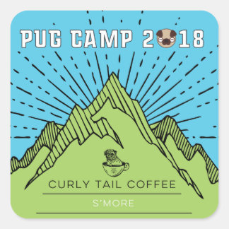 Pug Camp 2018 Curly Tail Coffee Smore Square Sticker