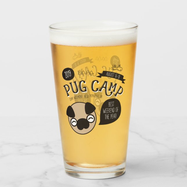 Pug Camp 2019 Pint Glass (Front Filled)