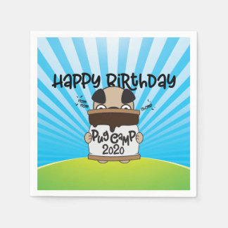 Pug Camp 2020 Happy Birthday Napkin