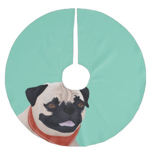 Pug Cartoon Brushed Polyester Tree Skirt