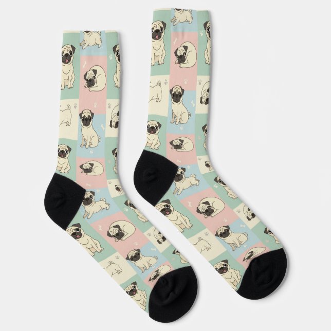 Pug Cartoon Pattern Socks (Right)