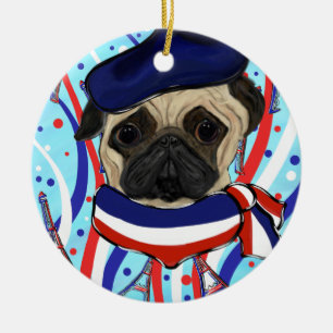 PUG CERAMIC TREE DECORATION