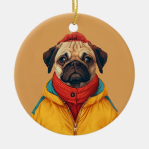 Pug Ceramic Tree Decoration