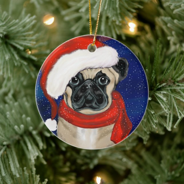 PUG CERAMIC TREE DECORATION (Tree)