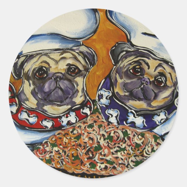 Pug Chef Classic Round Sticker (Front)