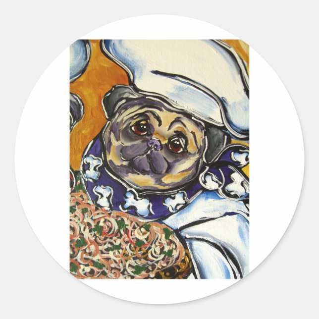 Pug Chef Classic Round Sticker (Front)