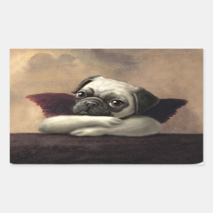 Pug Cherubs Inspired by Raphael Rectangular Sticker