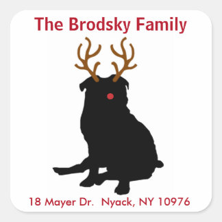 Pug Christmas Address Label Sticker