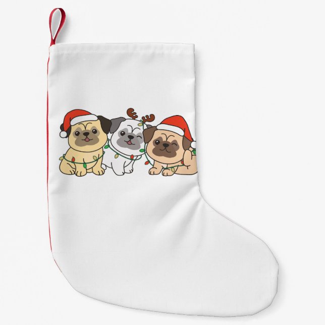 Pug Christmas Animals Cute Dogs Holiday Small Christmas Stocking (Front)