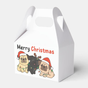 Pug Christmas Animals Cute Dogs Merry Christmas Fa Favour Box