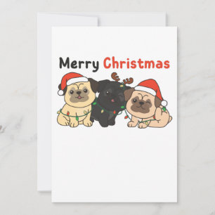 Pug Christmas Animals Cute Dogs Merry Christmas Holiday Card