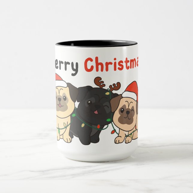 Pug Christmas Animals Cute Dogs Merry Christmas Mu Mug (Center)