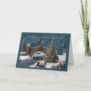 Pug Christmas Card Evening