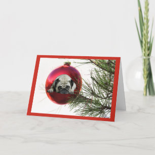 Pug Christmas Card Hanging Ball