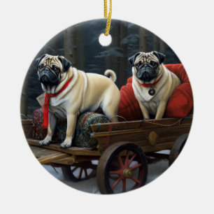 Pug Christmas Festive Season Ceramic Tree Decoration