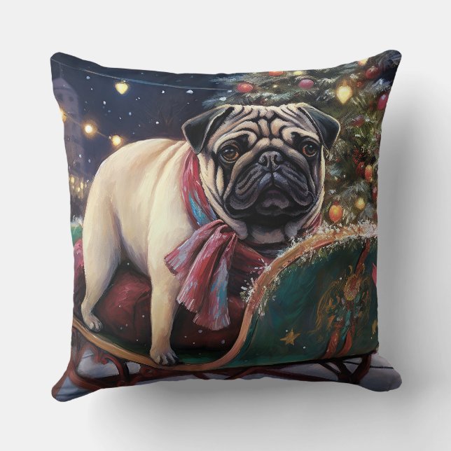 Pug Christmas Festive Season Cushion (Back)