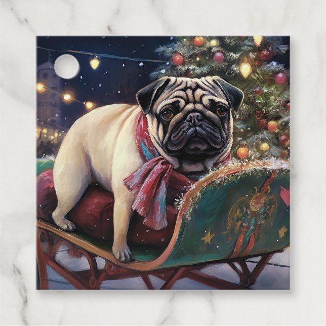 Pug Christmas Festive Season Favour Tags (Front)