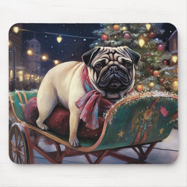 Pug Christmas Festive Season Mouse Mat (Front)