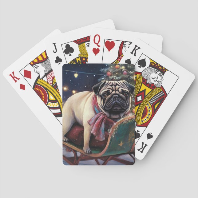 Pug Christmas Festive Season Playing Cards (Back)